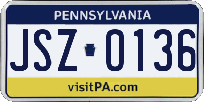 PA license plate JSZ0136