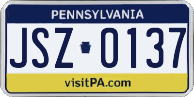 PA license plate JSZ0137