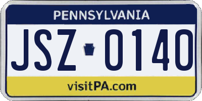 PA license plate JSZ0140