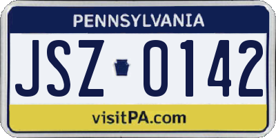 PA license plate JSZ0142
