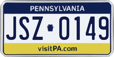 PA license plate JSZ0149