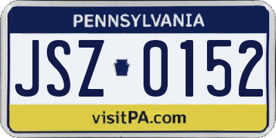 PA license plate JSZ0152