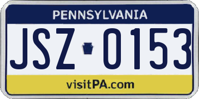 PA license plate JSZ0153
