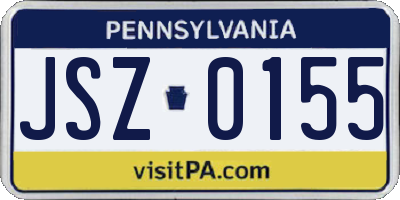 PA license plate JSZ0155