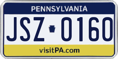 PA license plate JSZ0160