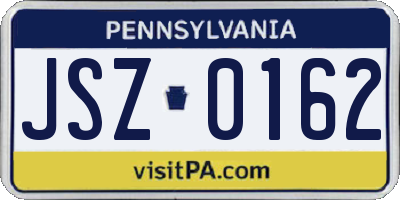 PA license plate JSZ0162