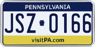 PA license plate JSZ0166