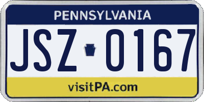 PA license plate JSZ0167