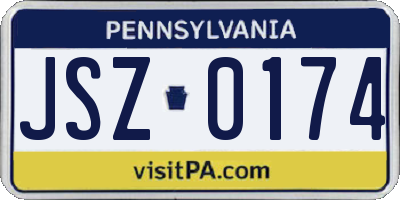 PA license plate JSZ0174
