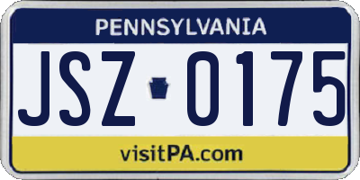 PA license plate JSZ0175