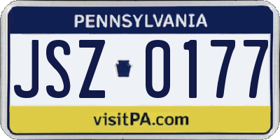 PA license plate JSZ0177