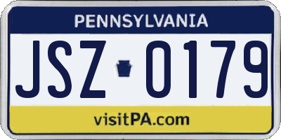 PA license plate JSZ0179