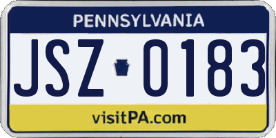 PA license plate JSZ0183