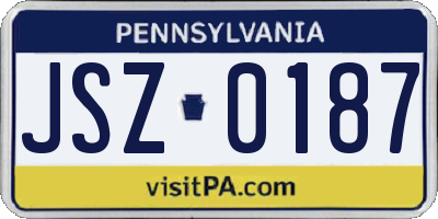 PA license plate JSZ0187