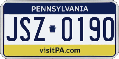 PA license plate JSZ0190