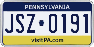 PA license plate JSZ0191