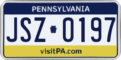 PA license plate JSZ0197