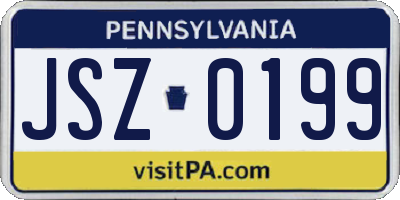 PA license plate JSZ0199