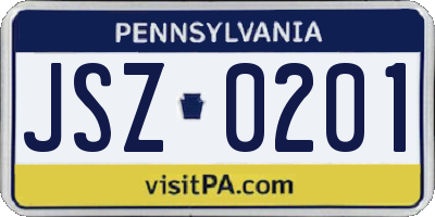 PA license plate JSZ0201
