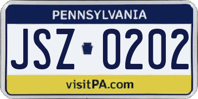 PA license plate JSZ0202