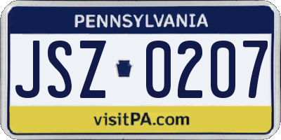PA license plate JSZ0207