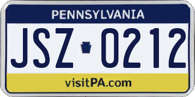 PA license plate JSZ0212