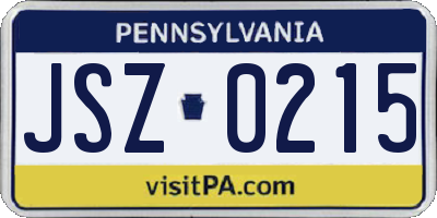 PA license plate JSZ0215