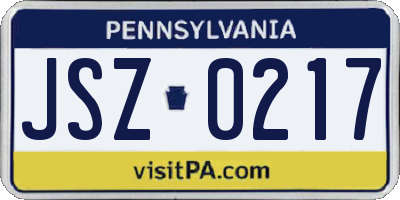 PA license plate JSZ0217