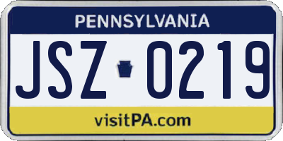 PA license plate JSZ0219