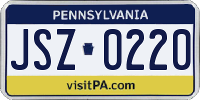 PA license plate JSZ0220