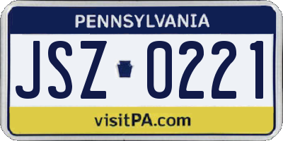 PA license plate JSZ0221