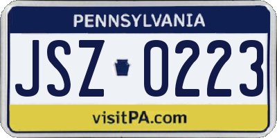 PA license plate JSZ0223