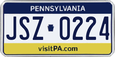 PA license plate JSZ0224