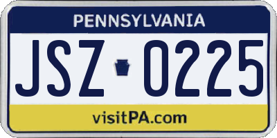 PA license plate JSZ0225