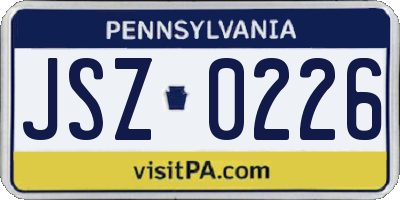 PA license plate JSZ0226