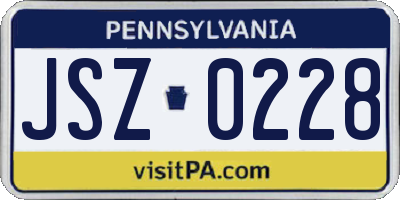 PA license plate JSZ0228
