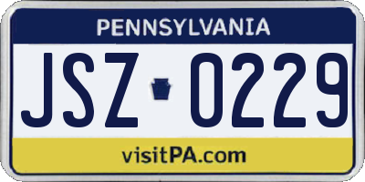 PA license plate JSZ0229