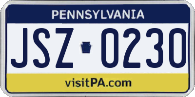 PA license plate JSZ0230