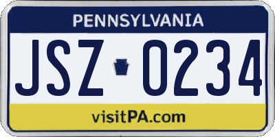 PA license plate JSZ0234