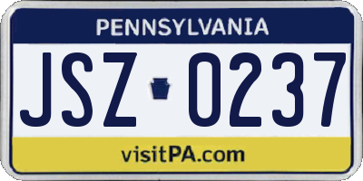 PA license plate JSZ0237