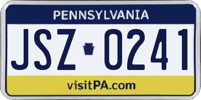 PA license plate JSZ0241