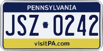 PA license plate JSZ0242