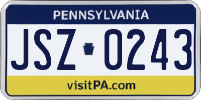 PA license plate JSZ0243