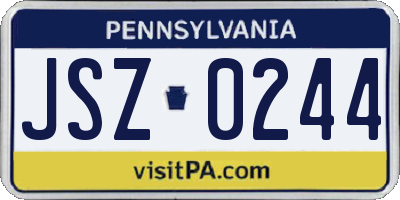 PA license plate JSZ0244