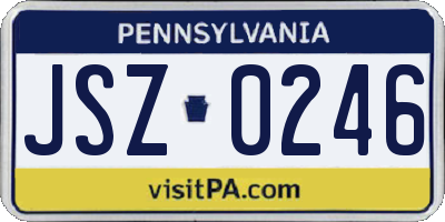 PA license plate JSZ0246
