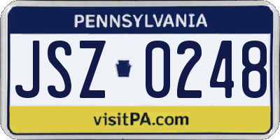 PA license plate JSZ0248