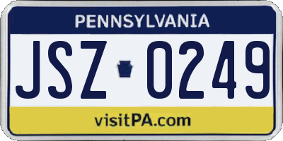 PA license plate JSZ0249