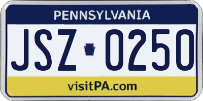 PA license plate JSZ0250