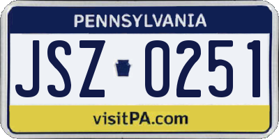 PA license plate JSZ0251