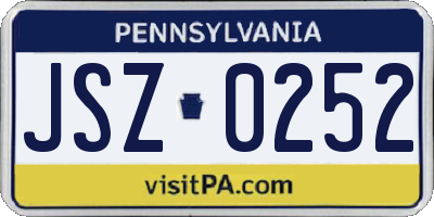 PA license plate JSZ0252
